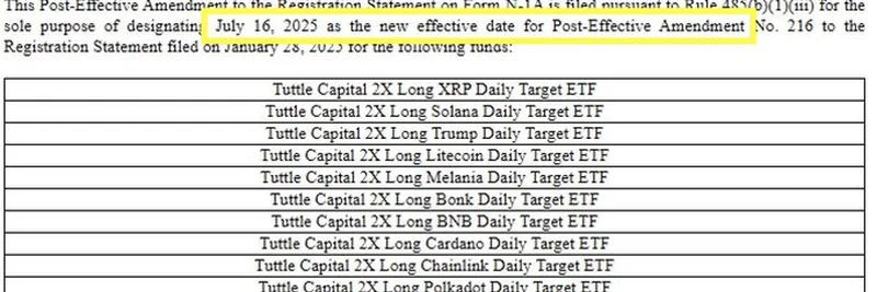 터틀 캐피탈 2X ETF 업데이트: 2025년 7월 16일 솔라나 등 출시 예정