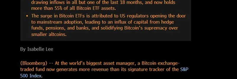 BlackRock 比特币 ETF 超越标普 500 基金：加密投资的变革者