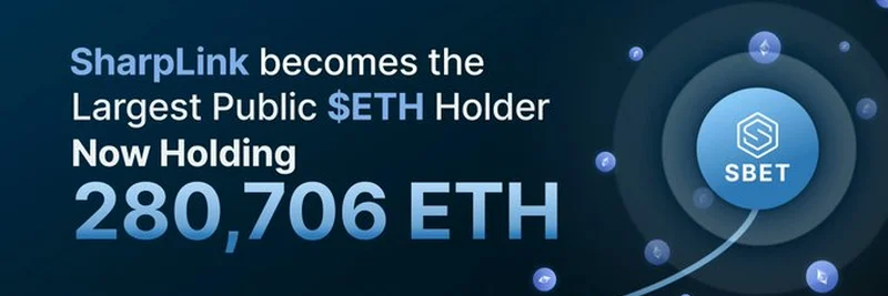 SharpLink تصبح أكبر حامل عام للإيثيريوم بحوزتها 280,706 ETH في 2025