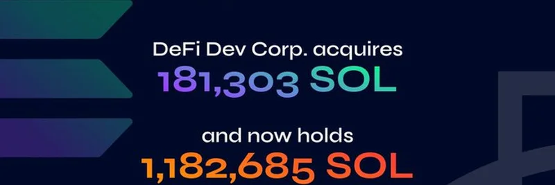 DeFi Dev Corp, 181,303 SOL 매입하며 공개 솔라나 최대 보유자 등극