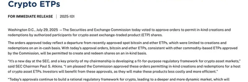 SEC Permits In-Kind Creations and Redemptions for Crypto ETPs: A Game-Changer for Investors