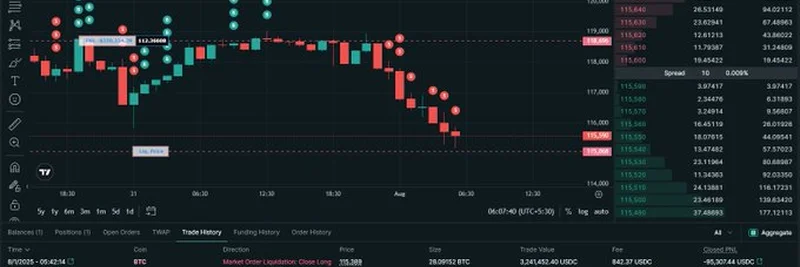 神秘巨鲸Aguila Trades在Hyperliquid遭遇4000万美元BTC亏损