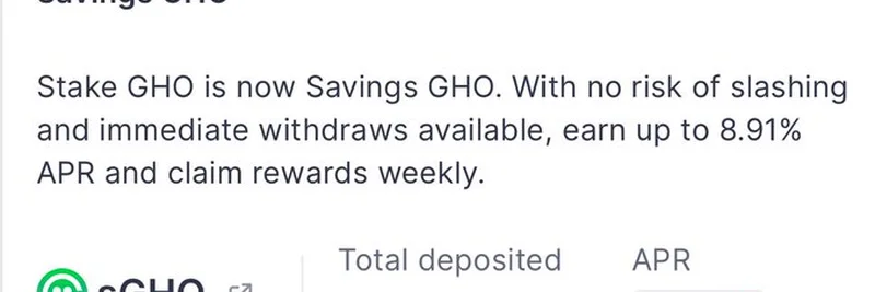 Exploring Savings GHO: A New Era of DeFi Staking with 8.91% APR