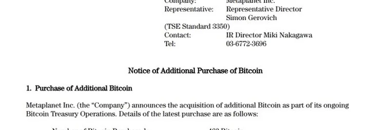Metaplanet Boosts Bitcoin Stash with 463 BTC Purchase: A Strategic Move in 2025