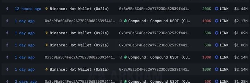 Chainlink（LINK）ホエールがBinanceから1,113万ドルを移動：次の展開は？