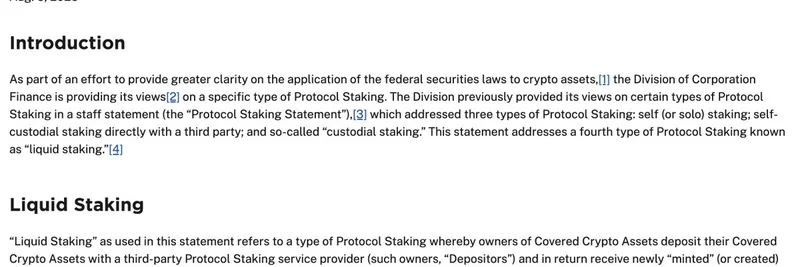 SEC Declares Certain Liquid Staking Tokens in DeFi Not Securities: Implications for Crypto Investors
