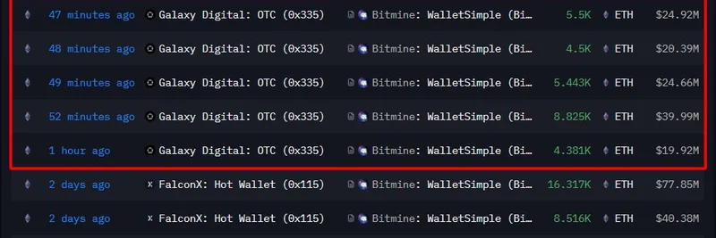 Bitmineが巨額のETHホエールであることが判明：数十億ドル相当のイーサリアムを蓄積