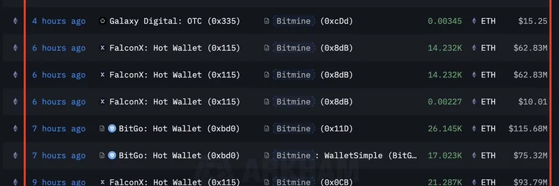 시장 패닉 속 기관들의 ETH 축적: Bitmine, 보유액에 $470M 추가