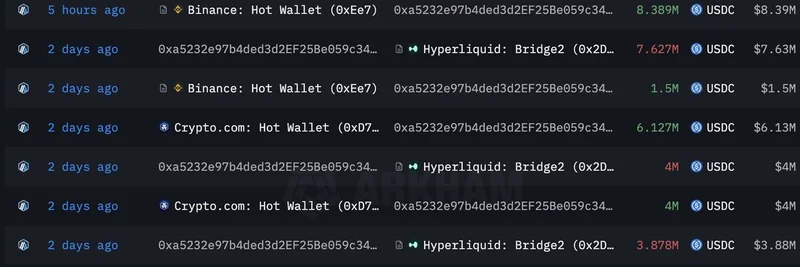 암호화폐 고래, 수백만 USDC를 Hyperliquid에 투입해 $HYPE 밈 토큰 매집