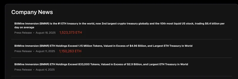 BitMine의 대규모 16.2억 달러(1.62B) ETH 매수: 밈 토큰과 암호화폐 팬들에게 미치는 영향