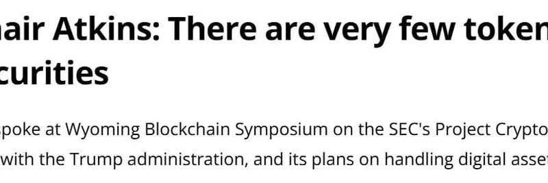 SEC Chair Paul Atkins: Few Crypto Tokens Are Securities – Key Insights from Wyoming Symposium