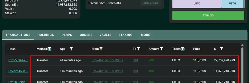 7年ぶりに目を覚ましたビットコイン・クジラ、Hyperliquidで4550万ドル相当のBTCを売却してETHに
