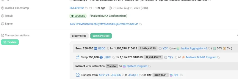 カニエ・ウェストの $YZY ミームトークン発表：インサイダーがSolanaで$3.4Mの利益を獲得