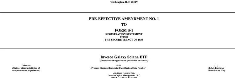 インベスコ・ギャラクシーがSolana ETFの修正S-1を提出：ミームトークンへの影響