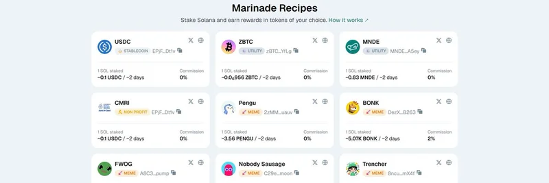 Marinade Recipes：Stake SOL 并以 BONK 和 FWOG 等 Meme 币赚取奖励