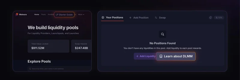 Meteora의 최신 UI 업데이트: 초보 유동성 제공자를 위한 DLMM 단순화