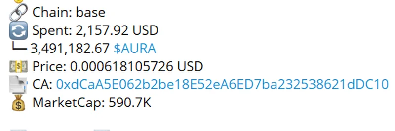 巨鲸警报：Base 链上大量 $AURA 购入显示 AI 与 DeFi 的繁荣信号