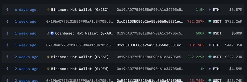 以太坊鲸鱼从币安提取超5200万美元 ETH：对 Meme 代币的影响