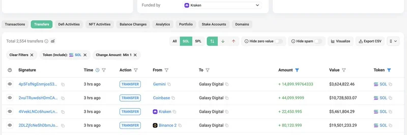 Galaxy Digitalの巨額SOL買い：3日で500万トークンを取得 — Solanaにとって強気のサインか？