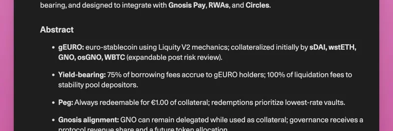 GnosisDAOがgEUROを提案：Liquity V2でGnosis Chain上のユーロ連動ステーブルコインを革新