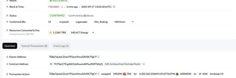 Whale Snaps Up $USDWON After $2M SUNDOG Bet: Tron Meme Tokens Heat Up