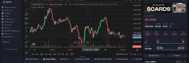 クジラが$163Kを$CARDSに積み増し：Solanaミームコインの蓄積が強気の勢いを示唆