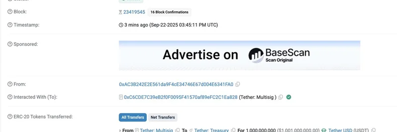 테더, 또 10억 달러 규모 USDT 발행: 밈 코인과 암호화폐 시장에 미칠 영향
