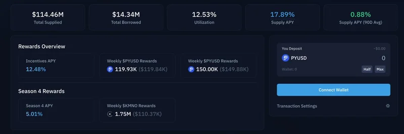 Solana Yield Farming: Earn 12.88% APY on Stablecoins Plus KMNO Rewards in Kamino's PYUSD Vault