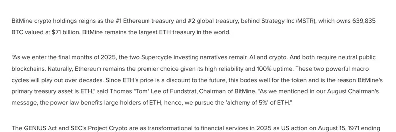 BitMine's Massive ETH Buy: Accumulating 2.65 Million Tokens in Bold Crypto Move