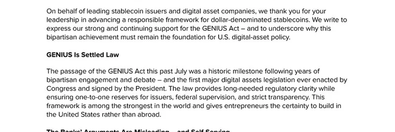 Blockchain Association Rallies to Defend GENIUS Act from Big Bank Pushback