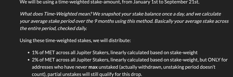Meteora's 3% $MET Airdrop to Jupiter $JUP Stakers: Eligibility Breakdown and FAQs