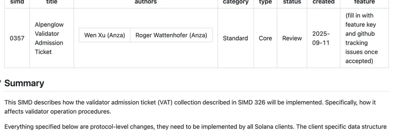 솔라나의 Alpenglow 업그레이드: SIMD-0357에서 Validator Admission Tickets가 작동하는 방식