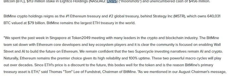 BitMine's ETH Holdings Face $1.93B Floating Loss as Price Dips Below $3.9K: Insights from OnchainLens