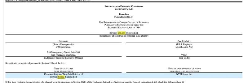 BitwiseのSolana Staking ETFがNYSE上場に前進:Solanaのミームトークンにとってのゲームチェンジャー?