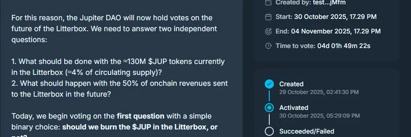Jupiter DAO's LitterBox Burn Vote: Will Burning $46M in $JUP Tokens Ignite Solana's Revival?