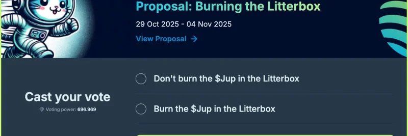 Jupiter DAO 提案:在 Litterbox 燃烧 1.3 亿 $JUP 代币 — 立即投票
