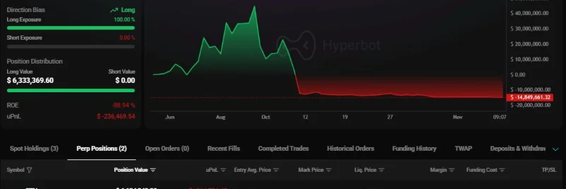Machi Big Brother、暗号市場の下落でETHとHYPEポジションが部分的に強制清算