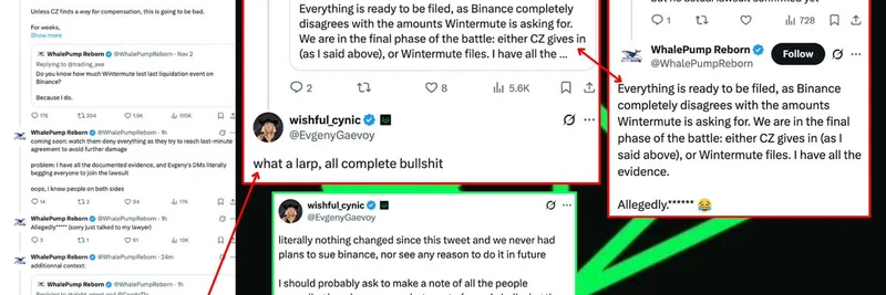 Wintermute CEO, Binance 소송 루머를 격렬한 크립토 X(전 트위터) 논쟁에서 일축