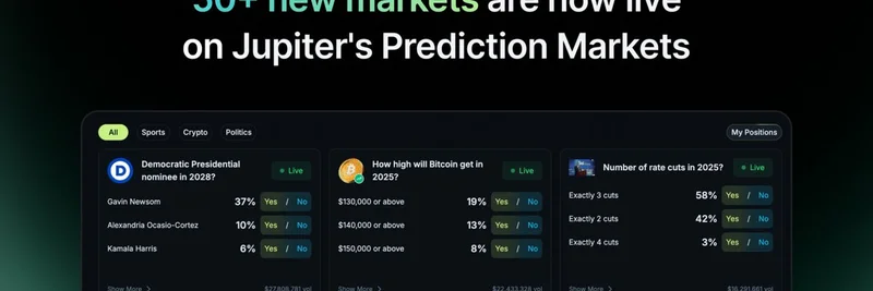 Jupiter Exchange, 50개 이상의 신규 예측 시장 공개: 스포츠·암호화폐·정치까지 한눈에