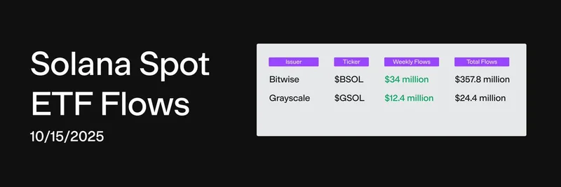 SolanaのETFが4,640万ドルの流入を記録：BTCとETHの流出の中でミームトークンに追い風