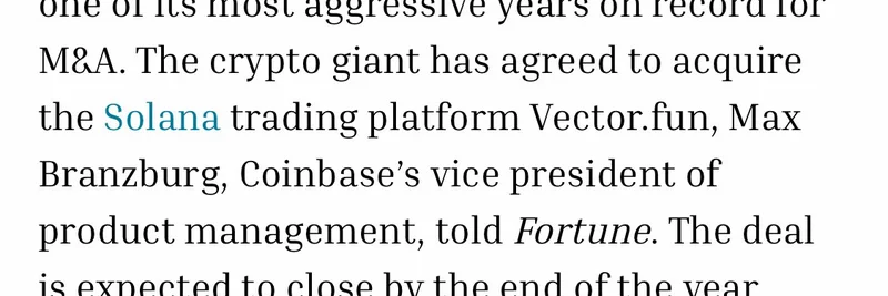 Coinbase Acquires Solana DEX Vector.fun to Boost Memecoin Trading