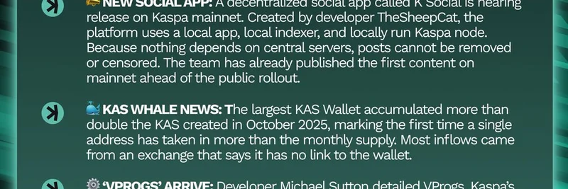 Latest Kaspa News November 2025: Nacho on Fire, New Decentralized Social App, and VProgs Revolutionizing the Ecosystem