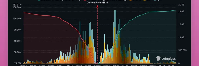 BTC가 $80K로 하락하면 비트코인 롱 포지션 18억 달러 청산 위험