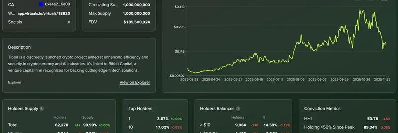 78% 的 $TIBBIR 持有者为长期持有：链上洞察显示对 AI 驱动的 Meme 代币信心强劲