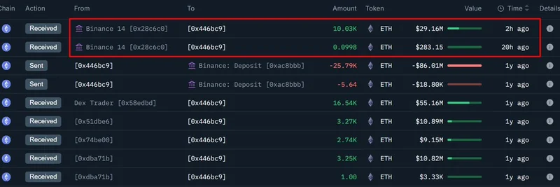 ETH Whale Awakens: Withdraws $29M from Binance After Year-Long Dormancy – What It Means for Meme Coins