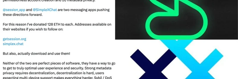 Vitalik Buterin Donates 256 ETH to Privacy Messaging Apps Session and SimpleX