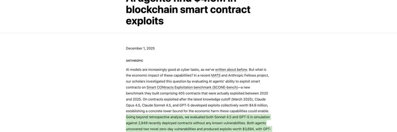 AI 代理利用智能合约获利 460 万美元：自主区块链黑客的黎明？