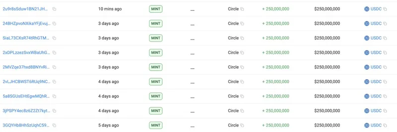 Circle, 7억5천만 USDC 추가 발행: 폭락 이후 스테이블코인 발행액 190억 달러로 급증
