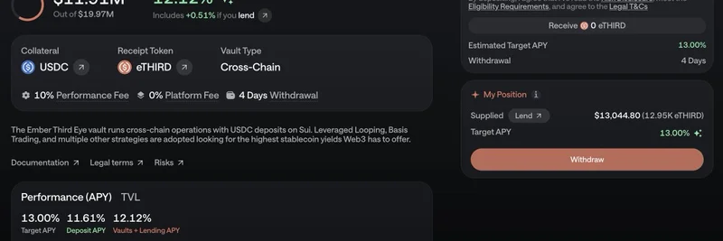 Unlock 12%+ Stablecoin Yields with Ember Third Eye's Cross-Chain USD Vault on Sui