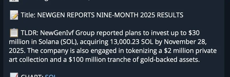 速報: NewGenIV Group、Solanaへ3,000万ドル投資を検討 — 企業の暗号資産トレジャリーにとってのゲームチェンジャー